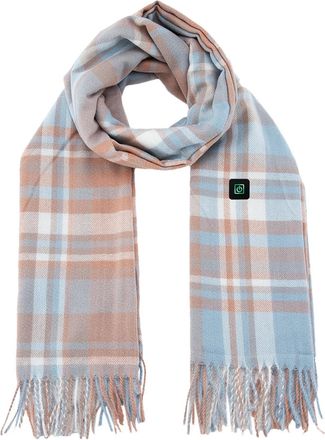 Generic Classic Checkered Pattern Electric Heated Scarf With USB Smart Charging, Portable Winter Neck Warmer With Tassels for Men and Women