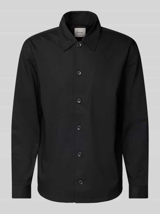 Calvin Klein Hemdjacke aus Woll-Mix mit Knopfleiste in Black, Gr&ouml;&szlig;e S
