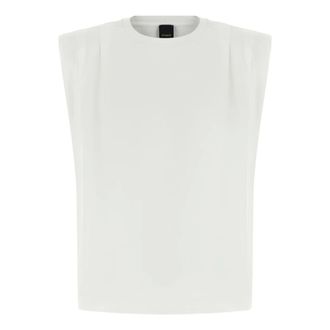 Pinko Sleeveless Tops, female, White, Size: M Myranda Cotton Jersey Sweater