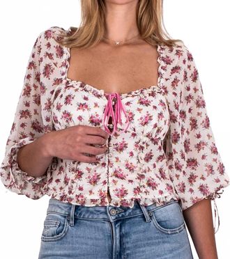 For Love & Lemons Patchwork Etienne Top In Pink