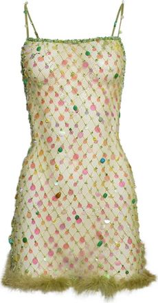 Roberta Einer Mini-jurk verfraaid met pailletten - Groen