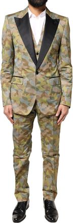 Dolce & Gabbana Multicolor Camouflage SICILIA 3 Piece Mens Suit