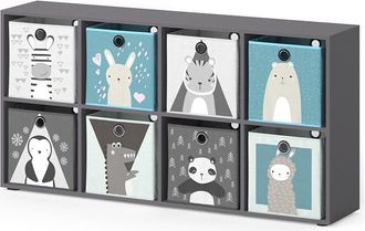 Vicco Estanter&iacute;a Infantil Scutum, Gris, 143 X 72 Cm Con 8 Cajas Plegables