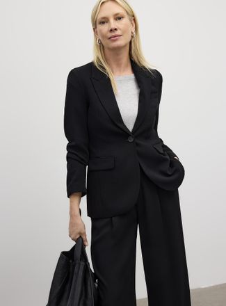 Contemporaine Womens Fitted textured crepe Blazer Jacket