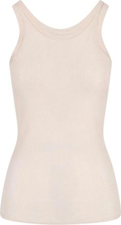 Christophe Lemaire Cream Ribbed Silk Blend Minimalist Top