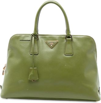 Prada Green Large Saffiano Lux Promenade Satchel