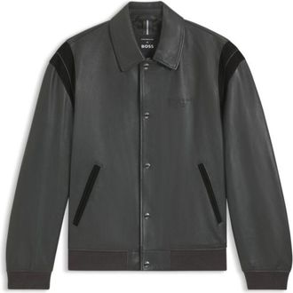 BOSS Porsche x leather jacket with contrast details