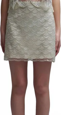 Q2 Scalloped Sequin Mini Skirt In Cream