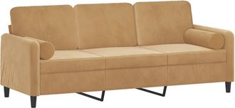 vidaXL Vidaxl - Sof&aacute; De 3 Plazas Con Cojines Terciopelo Marr&oacute;n 180 Cm