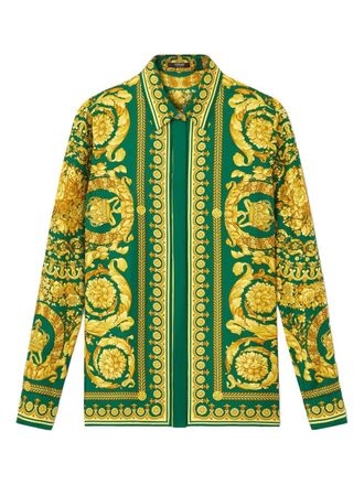 Versace Formal Shirt Twill Silk Fabric With Baroque Heritage Print