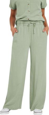 M&Co Womens Sage Green Acid Wash Wide Leg Trousers - Womens