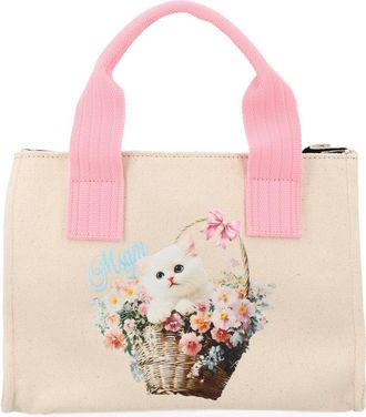 Msgm Small Tote Kitten Floral Print Bag