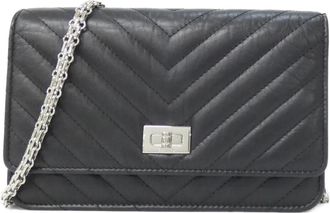 Chanel Black Leather Chain/Shoulder Wallet (Pre-Owned)