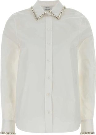 Alexander McQueen Alexander McQueen, Shirts, female, White, Size: S Crystal Embroidery Shirt