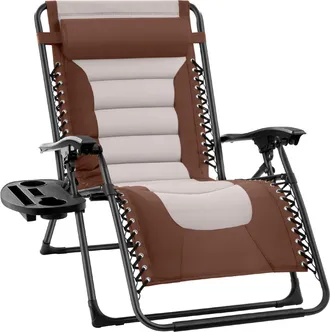 Best Choice Products Oversized Padded Zero Gravity Chair, Folding Outdoor Patio Recliner w/ Side Tray