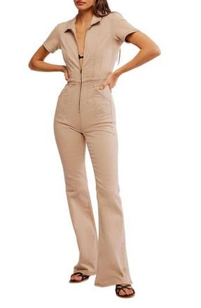 Free People Jayde Denim Flared Jumpsuit in Blushing at Nordstrom Rack, Size X-Large