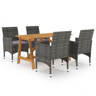vidaXL Juego De Comedor Para Jard&iacute;n De 5 Piezas Gris Vidaxl