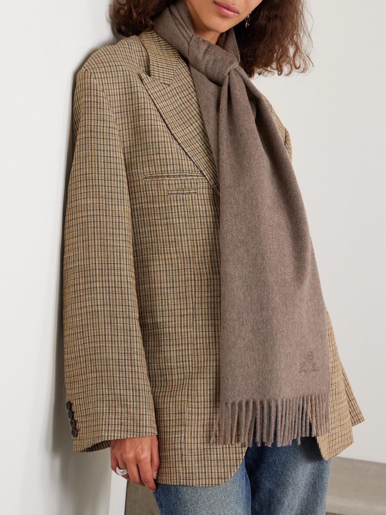 Loro Piana Sciarpa In Cashmere Con Frange Grande Unita Rosso da