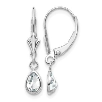 Diamond2Deal 14k White Gold 6x4mm White Topaz/April Earrings