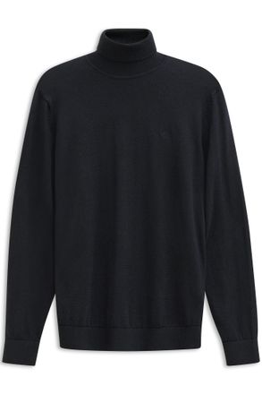 Bugatti Rollkragenpullover BUGATTI Regular Fit, Herren, Gr. 3XL, blau (390, marine), Strick, 95% Baumwolle, 5% Kaschmir, unifarben, regular fit, ohne Ausschni