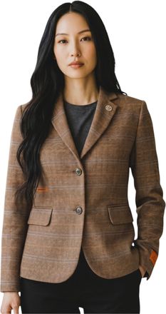 TruClothing Dames eikenbruin op maat gemaakte geruite tweed blazer formele jas - TPSTZ-7