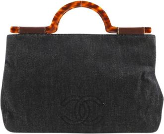 Chanel Pre-owned Coco Mark Denim Handbag - Dames - Vintage Handtas - Blauw - ONE Size - Denim - Vintage