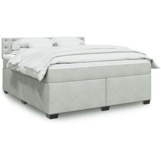 vidaXL Vidaxl - Cama Box Spring Con Colch&oacute;n Terciopelo Gris Claro 180x200 Cm