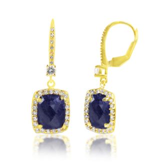 MAX + STONE 18k Gold Over Sterling Silver 6.2 Ct. Cushion Cut Gemstone Dangle Earrings