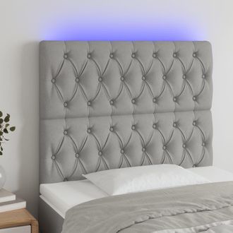 vidaXL Cabecero Con Luces Led Tela Gris Claro 100x7x118/128 Cm Vidaxl