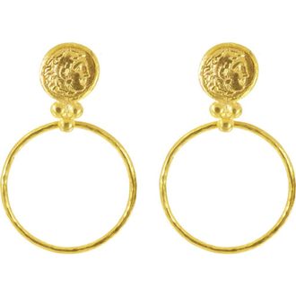 Ottoman Hands Myia Coin Front Hoop Earrings in Brass at Nordstrom