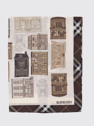 Burberry Square Vintage Check Print Scarf in Mulberry Silk Twill