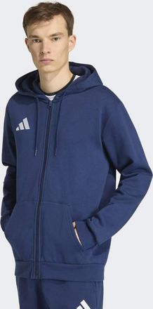 adidas Entrada26 - Felpa con cappuccio e zip blu navy/bianca