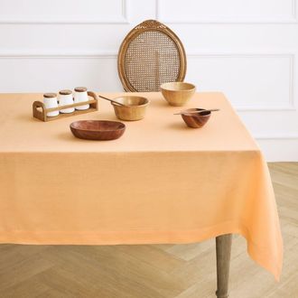 Solino Home Linen Tablecloth for Dining Table, Holiday and Everyday Dining Table Decor - Fete in Peach at Nordstrom, Size Medium