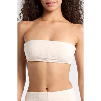 Sanctuary Bandeau Rib Bikini Top in White Sand at Nordstrom, Size X-Large