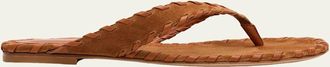 Gianvito Rossi Whipstitch Suede Thong Sandals