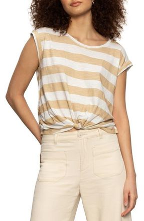 Sanctuary Knotted Muscle T-Shirt in White Sand at Nordstrom, Size X-Large