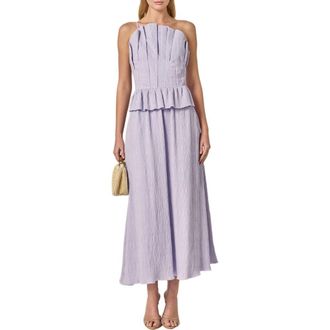 English Factory Pleated Ruffle Strapless Maxi Dress in Lavender at Nordstrom, Size X-Small