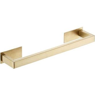 OEM (35,5 Cm) Toallero Autoadhesivo De Acero Inoxidable Para Ba&ntilde;o Con Barra Sencilla Y Dise&ntilde;o Cuadrado En Oro Cepillado