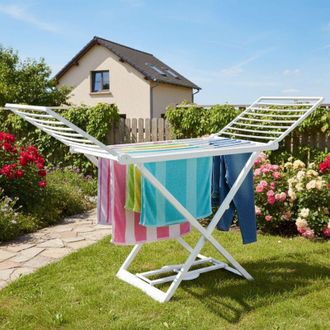 Dmora Dmora Corde &Agrave; Linge Pliante, Made In Italy, 194 X 58 X 108 Cm, Couleur Blanche
