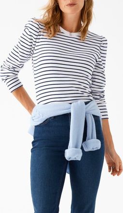 Vineyard Vines Puff Sleeve T-Shirt in Baystripe White/Navy at Nordstrom, Size Small