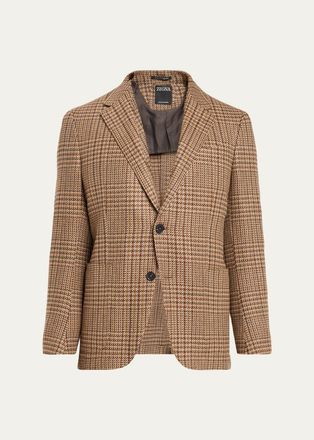 Ermenegildo Zegna Mens Cashmere Glen Plaid Single-Breasted Sport Coat
