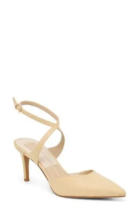 Dolce Vita Eliora Pointed Toe Ankle Strap Pump in Light Natural Raffia at Nordstrom Rack, Size 9.5