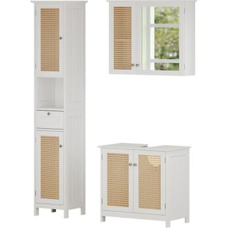 Vicco Conjunto De Muebles De Ba&ntilde;o Rosario, Blanco, 3 Piezas, Con Mueble Alto
