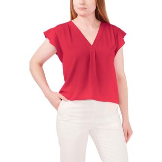 Chaus Print Flutter Sleeve Blouse in Passion Fruit at Nordstrom, Size X-Large