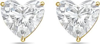 Diana M. Jewels 14Kt Yellow Gold 3.00 cts Lab Grown Heart shaped Diamond Studs
