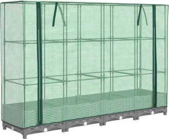 vidaXL Vidaxl - Raised Bed with Greenhouse Cover Rattan Look 160x40x123 cm