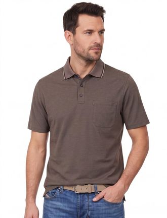 Casamoda poloshirt korte mouw Casa Moda gemeleerd bruin