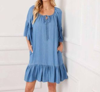 Karen Kane Ruffle Hem Mini Dress - Petite In Chambray