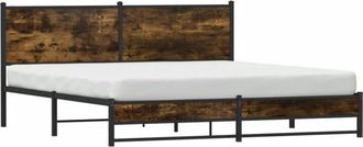 vidaXL Vidaxl - Estructura De Cama Sin Colch&oacute;n Metal Roble Ahumado 183x213 Cm