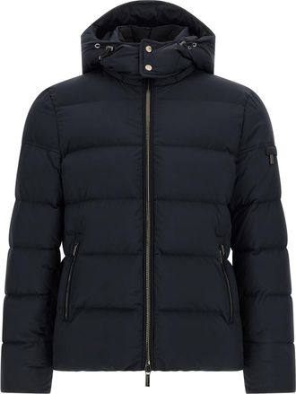 Moorer Blue Solid Hood Jacket